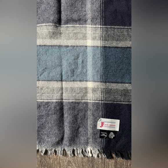 Jack Fraser wool scarf. Navy, sky blue, grey charcoal - Picture 7 of 9